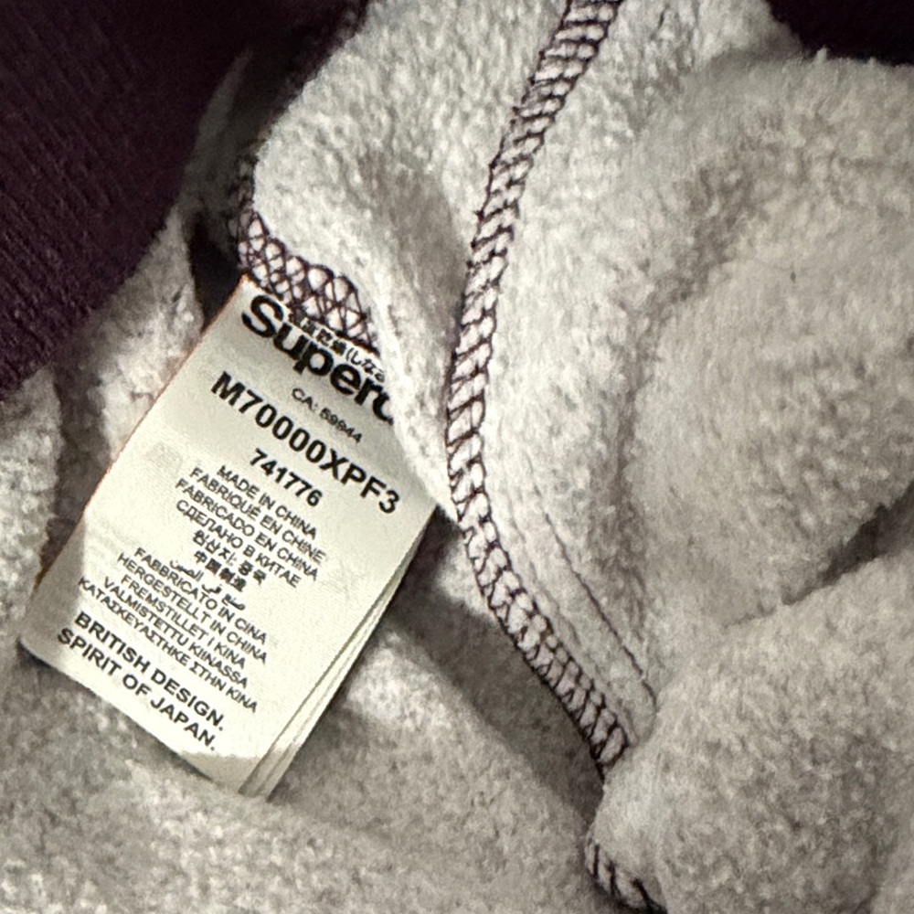 Superdry Jogger Sweatpants in Deep Plum with White Drawstring - Picture 3 of 4